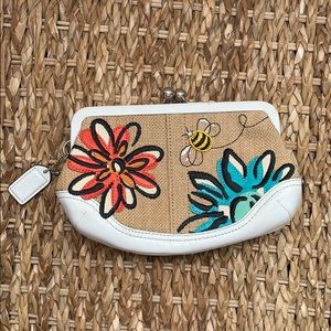 Coach Burlap Bee Coin Purse